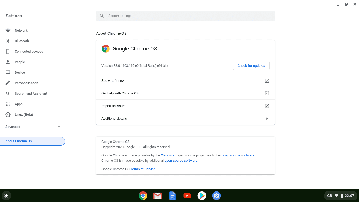 Chrome OS Upgrade Screen