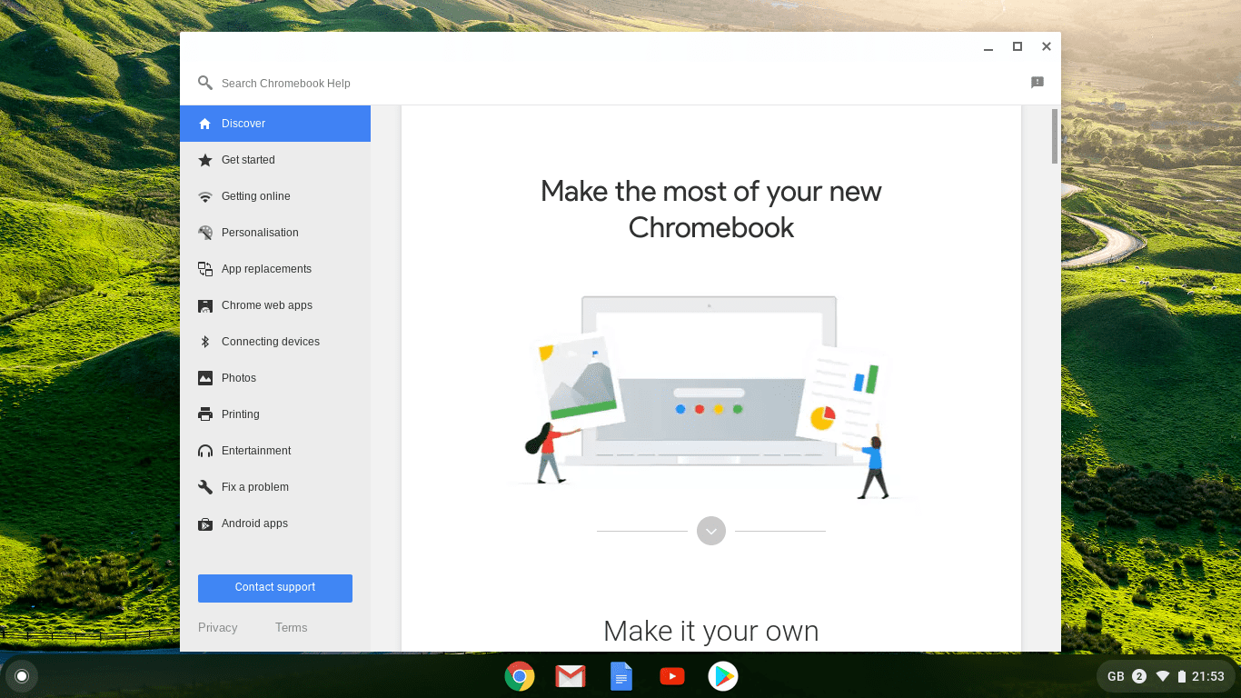 Initial Chrome OS Welcome Screen