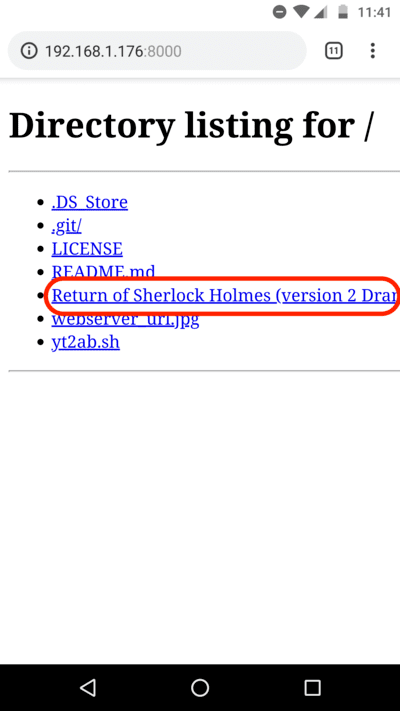 Web-Serve-This-Directory — Android Browser Directory Listing Screenshot