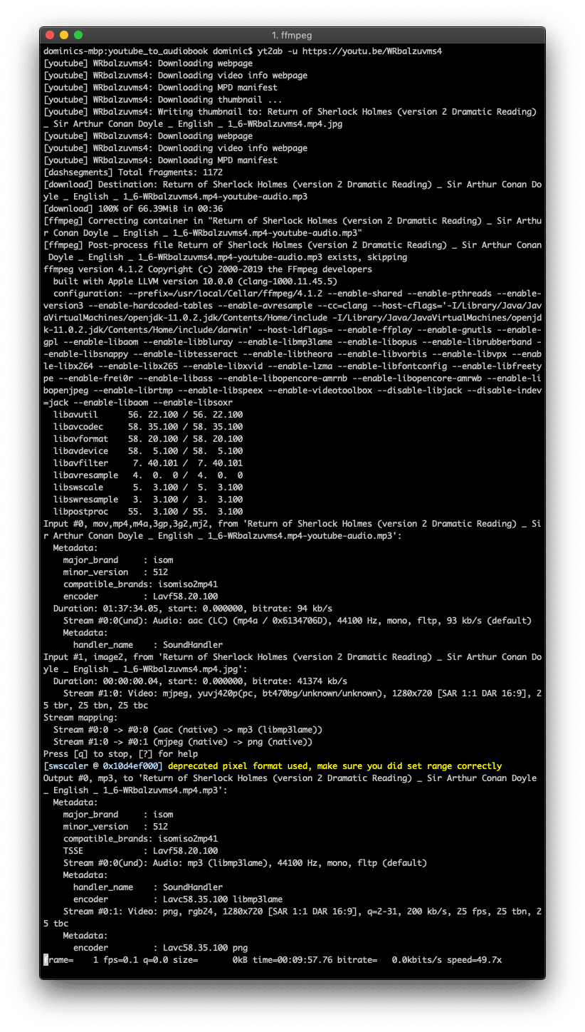 YouTube2Audiobook — FFmpeg Screenshot