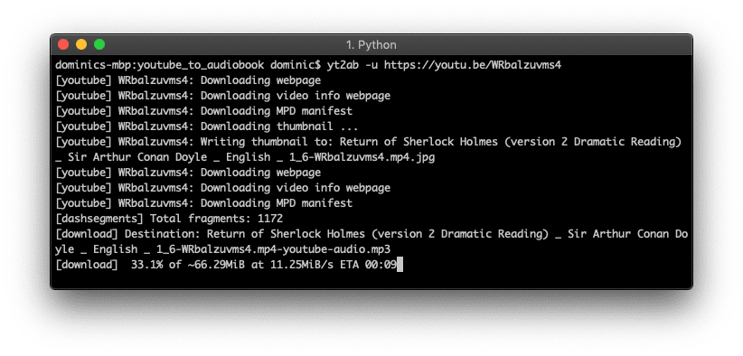 YouTube2Audiobook — youtube-dl Screenshot